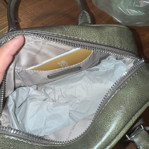Michael Kors Thompson XS Distressed Convertible Satchel – Olive Green – NEW - Picture 2 of 7
